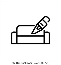 ícone de contorno de vácuo da mão. limpeza sofá linha preta ilustração.
