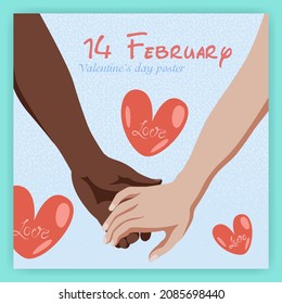 Hand in hand. Valentines day poster 