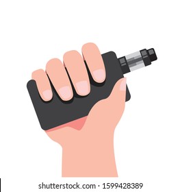 hand with vape or electronic cigarette in white background symbol icon flat illustration editable vector