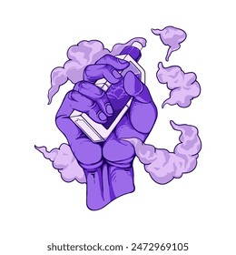 Hand vape smoke illustration digital printing or branding