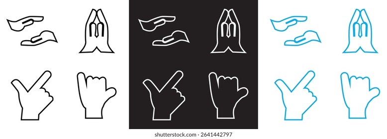 Hand variation icon. Vector for websites, mobile interfaces, presentations, banner, visual branding etc. Vector illustration. isolated on white and black background. EPS 10