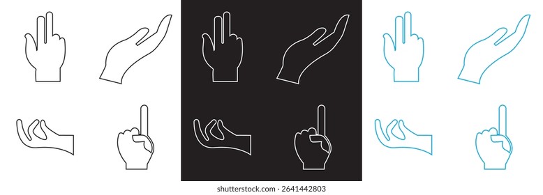 Hand variation icon. Vector for websites, mobile interfaces, presentations, banner, visual branding etc. Vector illustration. isolated on white and black background. EPS 10