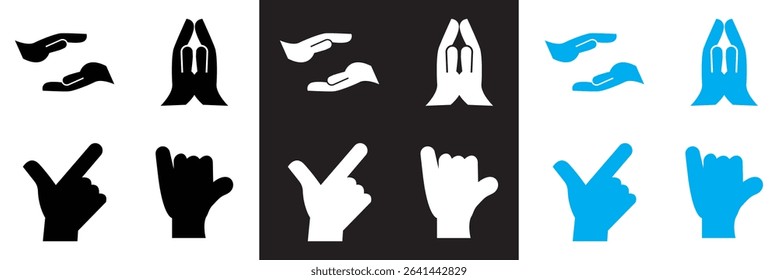 Hand variation icon. Vector for websites, mobile interfaces, presentations, banner, visual branding etc. Vector illustration. isolated on white and black background. EPS 10