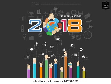 Hand Variations - Businessman - Icon Label 2018 text -  modern Idea and Concept Vector illustration Business Infographic template.