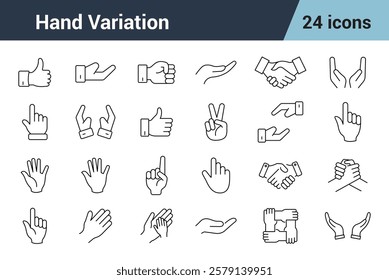 Hand Variations Line Editable Icons set.