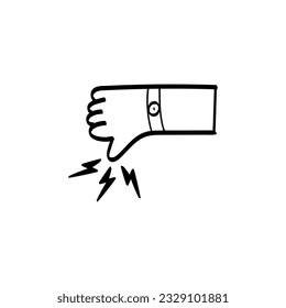 hand vector in black and white outline style. Vector doodle hand with thumb down. Suitable for t-shirt designs and street wear