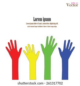 hand vector .colorful up hands . vector illustration