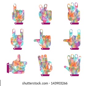Hand vector colorful shape diamond