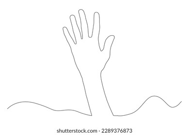 Hand vector. Continuous one line drawing of people hand. Counting or showing number five.