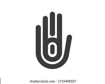 Hand vector design. Hindu, yoga hand vector illustration.  Hand vector illustration. 