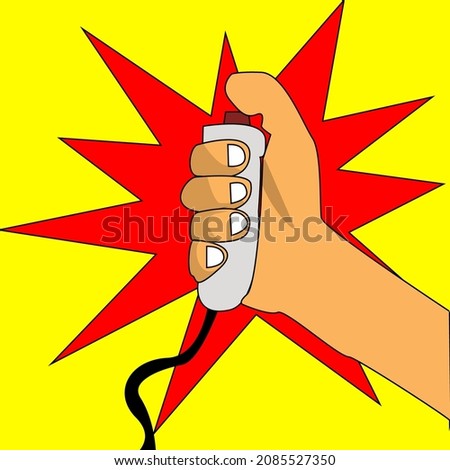 a hand vector design is holding a bomb detonator