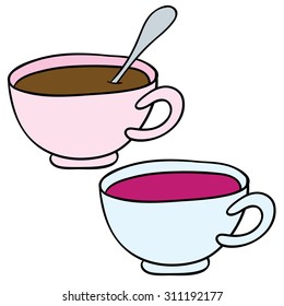 Hand vector drawing illustration cartoon cup
