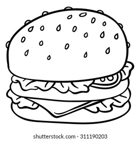 Hand vector drawing illustration cheeseburger