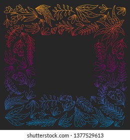 Hand vector drawn floral, leaves elements. Pattern for logo, greeting card, wedding design.
