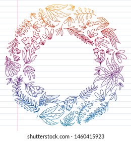 Hand vector drawn floral, leaves elements. Pattern for logo, greeting card, wedding design.