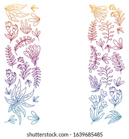 Hand vector drawn floral, leaves elements. Pattern for logo, greeting card, wedding design.