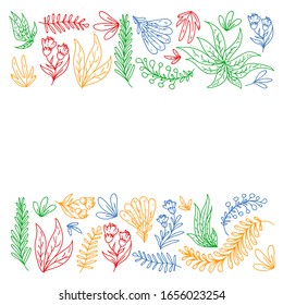 Vector de mano dibujado floral, hojas elementos. Patrón para logo, tarjeta de felicitación, diseño de boda.