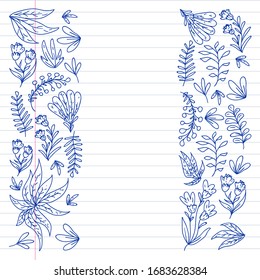 Vector de mano dibujado floral, hojas elementos. Patrón para logo, tarjeta de felicitación, diseño de boda.