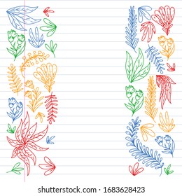 Vector de mano dibujado floral, hojas elementos. Patrón para logo, tarjeta de felicitación, diseño de boda.