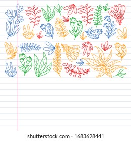 Hand vector drawn floral, leaves elements. Pattern for logo, greeting card, wedding design.