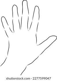 Hand, vector. Hand drawn sketch. Hand with splayed fingers.