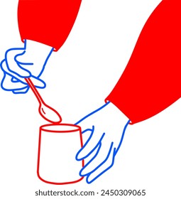 Hand Vector Holding Glass and Spoon Illustration