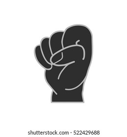 Hand vector icon. Black illustration isolated on white background for graphic and web design.