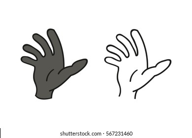 Hand vector icon. Black illustration isolated on white background for graphic and web design.