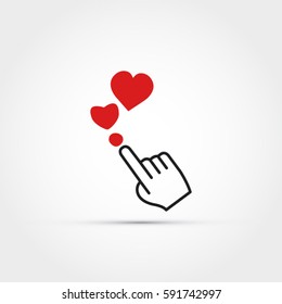 Hand vector icon -creating hearts on touch