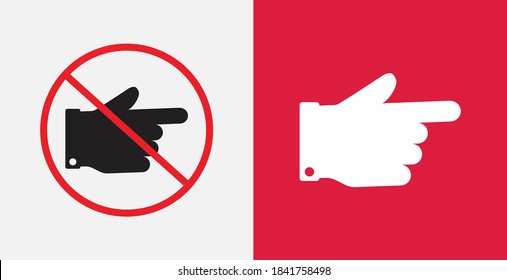 Icono de vector de mano, icono de índice. Mano que indica la dirección. Icono de la derecha hacia la mano. No hay icono del vector de señalamiento con el dedo índice. Sin símbolo del dedo índice. No hay ningún toque usando el conjunto index finger.iconos
