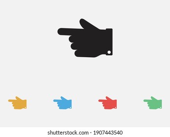 Hand vector icon, forefinger icon. Hand indicating the direction. Hand pointing left icon. Set of colorful flat design icons. 