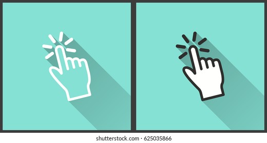 Hand vector icon with long shadow. Illustration isolated for graphic and web design.