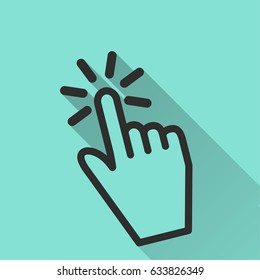 Hand vector icon with long shadow. Illustration isolated for graphic and web design.