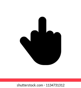 Hand vector icon, middle finger symbol. Simple, flat design for web or mobile app