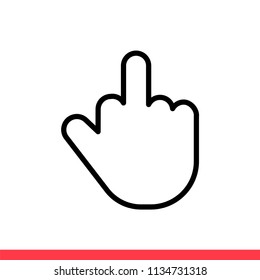 Hand vector icon, middle finger symbol. Simple, flat design for web or mobile app