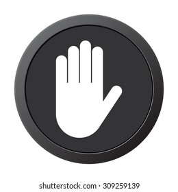 Hand - vector icon on a grey button