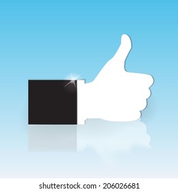 Hand vector icon on sky background