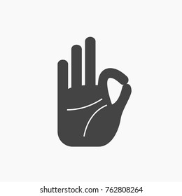 Hand vector icon on trendy light grey background.