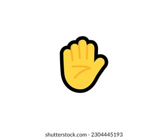 Hand vector icon on a white background. Raised hand emoji illustration. Isolated hand, handful vector emoticon