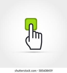 Hand vector icon -pressing green button