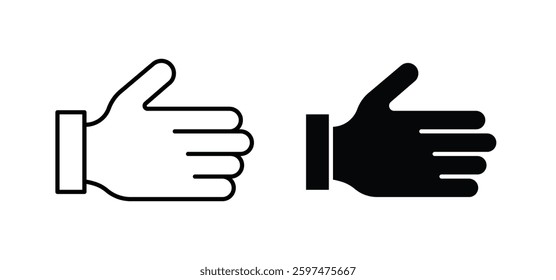 Hand vector icon set black filled and outlined style.