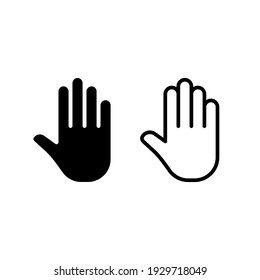 Icono de vector de mano. Detener y no firmar la prohibición de entrada. Símbolo del cursor del ratón. Aislado sobre fondo blanco.