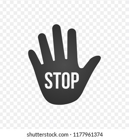 Hand vector icon with stop sign, vector illustration
