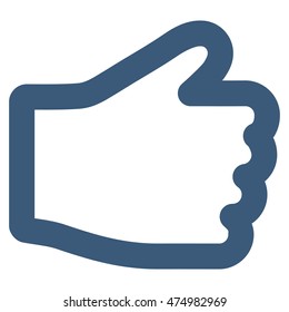 Hand vector icon. Style is outline flat icon symbol, blue color, white background.