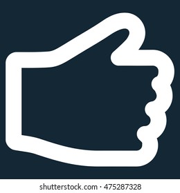 Hand vector icon. Style is outline flat icon symbol, white color, dark blue background.