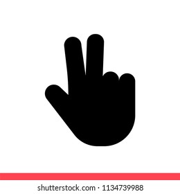 Hand vector icon, victory symbol. Simple, flat design for web or mobile app