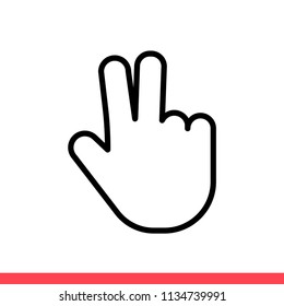 Hand vector icon, victory symbol. Simple, flat design for web or mobile app