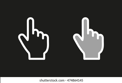 Hand vector icon. White illustration isolated on black background for graphic and web design.