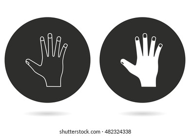 Hand vector icon. White illustration isolated on black background for graphic and web design.