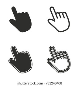 Hand vector icons set. black Illustration isolated for graphic and web design.